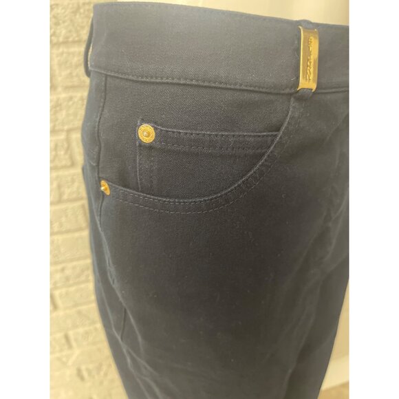 St John Women Stretch Dark Blue Jeans With Gold Tone Hardware Size 12 - Picture 8 of 8